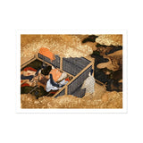 Tale of Genji - Japanese Courtly Aesthetics Art Print / Canvas, Genji Kneels Beneath, Japanese Courtly Aesthetics, Rolled-back Eaves