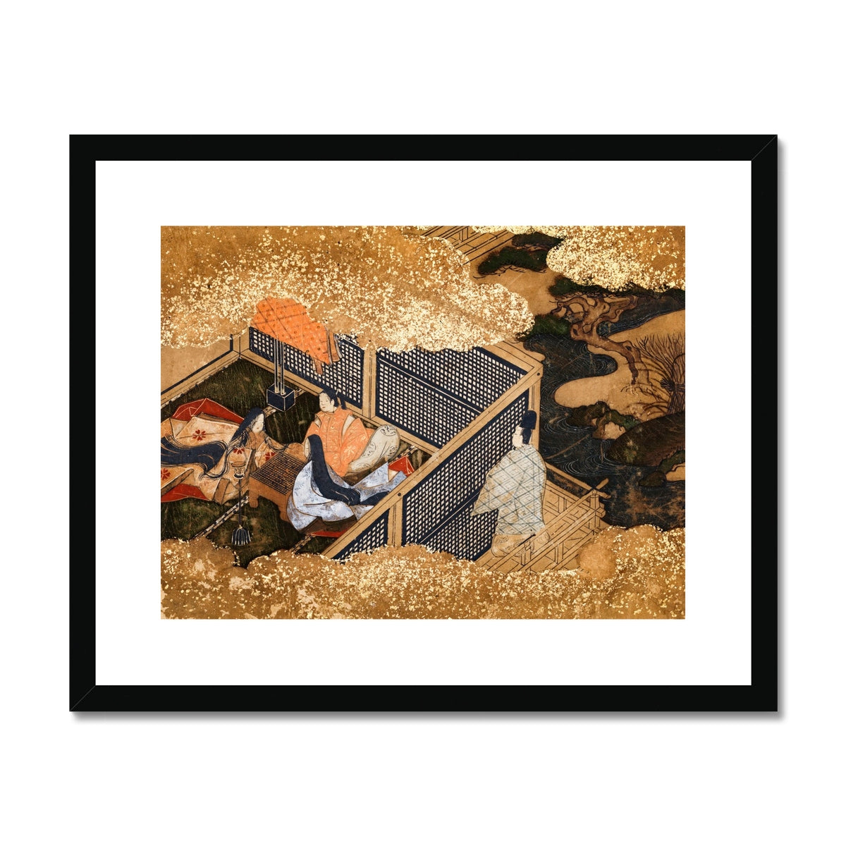 Tale of Genji Japanese Courtly Aesthetics Art Print, Framed Japanese Artwork