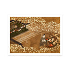 Tale of Genji Japanese Garden Woodblock Art Print, 32x24’’ / 81x61cm / Unframed, Japanese Garden Scene Figure