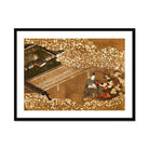 Tale of Genji Japanese Garden Woodblock Art Print, Framed Japanese Painting