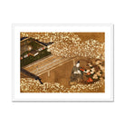 Tale of Genji Japanese Garden Woodblock Art Print, Japanese Painting Garden Scene
