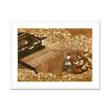 Tale of Genji - Japanese Garden Woodblock Art Print, Japanese Painting Garden Scene