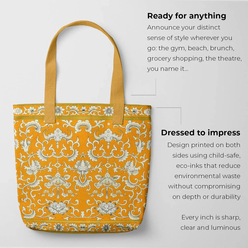 Tangerine Dream - Chinoiserie Shopping Tote Bag Bags