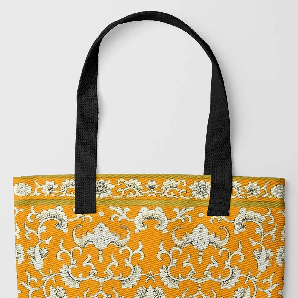 Tangerine Dream Tote Bag - Heavy Duty Reusable Grocery Bag - Black Handles - Shopping Totes - Aesthetic Art