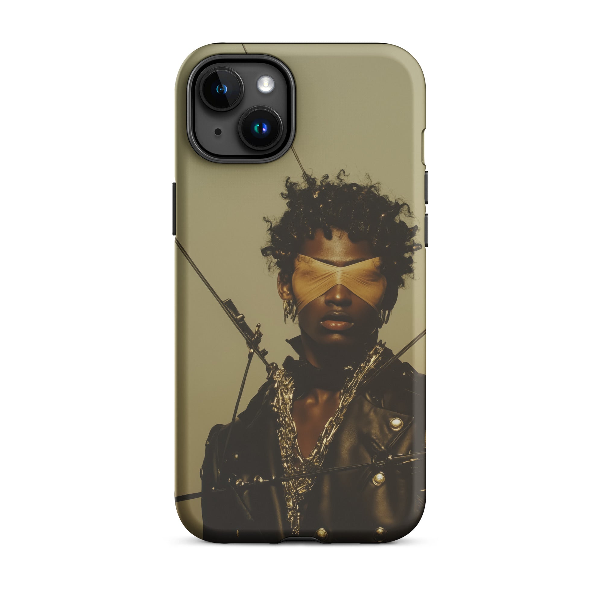 On Target Black Gay Biker Queen Iphone Case, 15 Plus / Matte, Olive Green Phone Case Person Blindfold