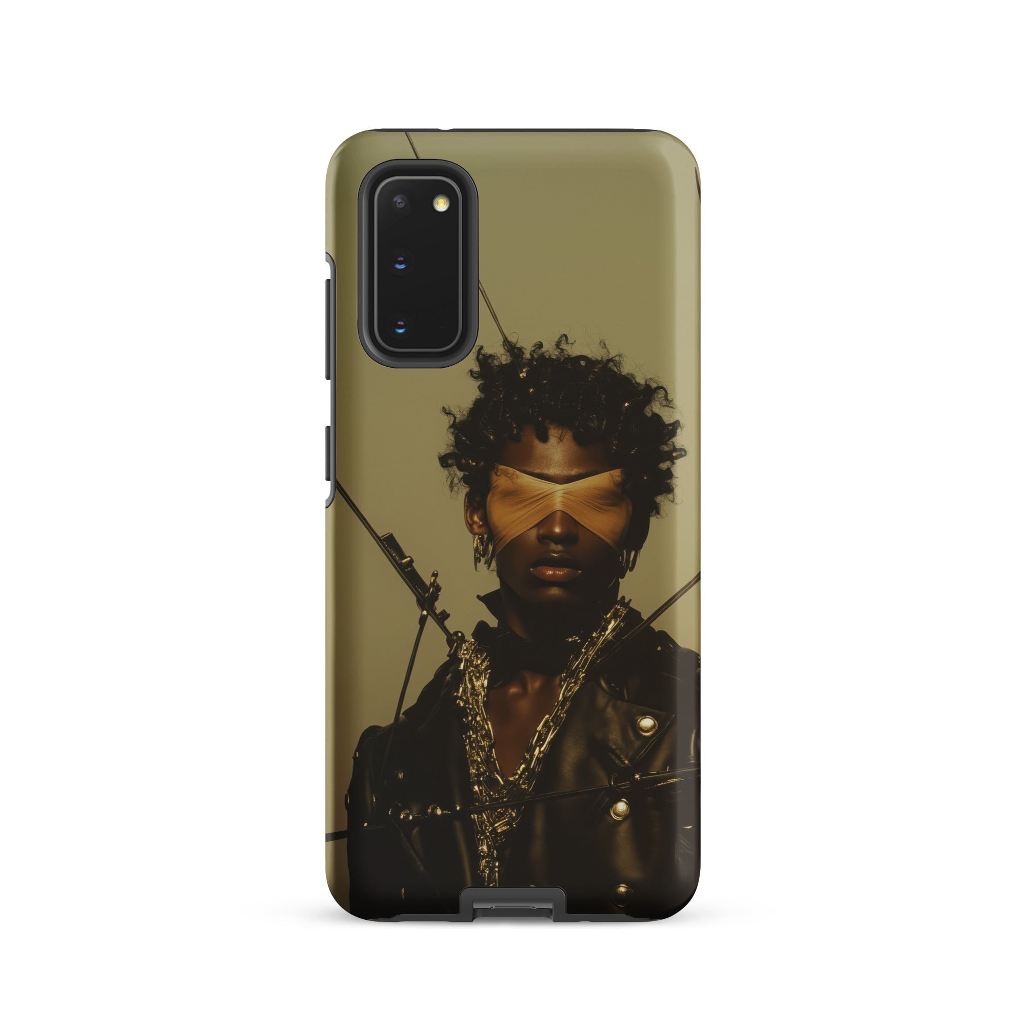 On Target Black Gay Biker Queen Samsung Case, Galaxy S20 / Matte, Smartphone Case Blindfolded Figure Leather Jacket