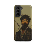 On Target - Black Gay Biker Queen Samsung Case, Galaxy S21 Fe / Matte, Smartphone Sage Green Case Dark-skinned Person Black Leather