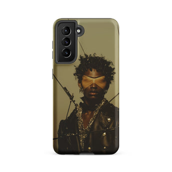 On Target - Black Gay Biker Queen Samsung Case, Galaxy S21 Fe / Matte, Smartphone Sage Green Case Dark-skinned Person Black Leather