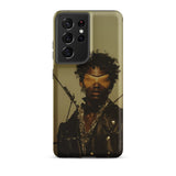 On Target - Black Gay Biker Queen Samsung Case, Galaxy S21 Ultra / Matte, Smartphone Phone Case Dark-skinned Person Gold Blindfold Chains