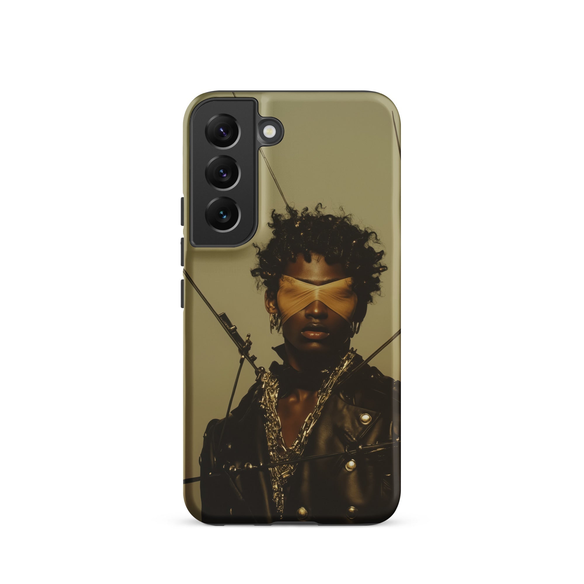 On Target Black Gay Biker Queen Samsung Case, Galaxy S22 / Matte, Smartphone Case Graphic Print Person Blindfold Chains