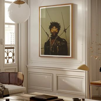 On Target - Black Gay Motorcycle Queen Art Print, Framed Portrait Man Sunglasses Leather Jacket