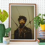 On Target - Black Gay Motorcycle Queen Art Print, Framed Portrait Person Gold Blindfold