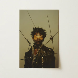 On Target - Tamil Gay Motorcycle Queen Art Print / Canvas Black Leather Jacket Silver Hardware Layered Gold Chains Caught,