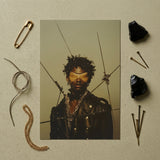On Target - Tamil Gay Motorcycle Queen Art Print / Canvas Portrait Photograph Person Dark Curly Hair Black Leather Caught,