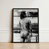 Tattooed Betto - Sexy Japanese Horse-man Art Print / Canvas Black-framed Black-and-white Photographic Individual Intricate Floral Irezumi,