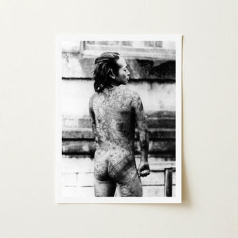 Tattooed Betto - Sexy Japanese Horse-man Art Print / Canvas Black-and-white Framed Photograph Person Intricate Tattoos Arms Irezumi,