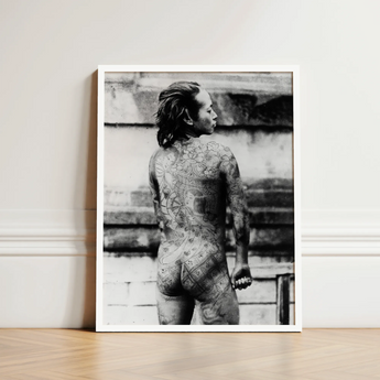 Tattooed Betto - Sexy Japanese Horse-man Art Print / Canvas Black-and-white Framed Photograph Individual Viewer Encased Simple Irezumi,