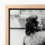 Tattooed Betto - Sexy Japanese Horse-man Art Print / Canvas Black-and-white Person Long Hair Intricate Floral Irezumi, Chrysanthemum
