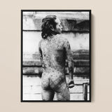 Tattooed Betto - Sexy Japanese Horse-man Art Print / Canvas Black-framed Black-and-white Photographic Person Intricate Full-body Tattoos