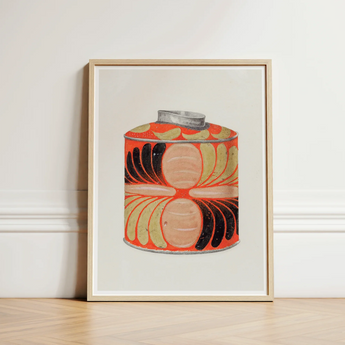 Tea Caddy - Jacob Gielens 1930s Kitchen Art Print / Canvas Vibrant Orange Vintage Tin Illustration Black Beige Abstract Gielens’,