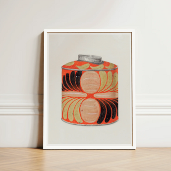 Tea Caddy - Jacob Gielens 1930s Kitchen Art Print / Canvas Vibrant Orange Vintage Tin Illustration Black Beige Radial Gielens’, Wonderland,