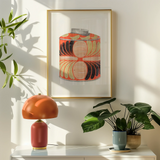 Tea Caddy - Jacob Gielens 1930s Kitchen Art Print, Framed Artwork Cylindrical Container Abstract Red Black Patterns