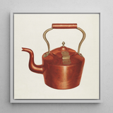 Tea Kettle - Edward L. Loper 1930s Kitchen Art Print / Canvas, 12x12’’ / 31x31cm / White Frame, Posters Prints & Visual Artwork, Toby Leon