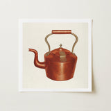 Tea Kettle - Edward L. Loper 1930s Kitchen Art Print / Canvas Copper Teapot Curved Spout Arched Handle Brass Accents, Burnished Beauty,