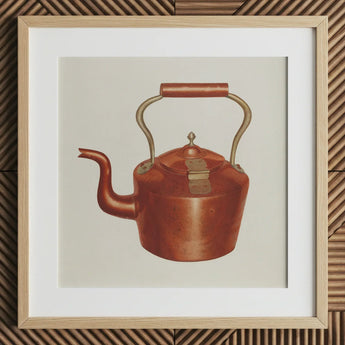 Tea Kettle - Edward L. Loper 1930s Kitchen Art Print / Canvas Vintage-style Copper Curved Spout Arched Handle Brass, Burnished Beauty,