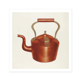 Tea Kettle - Edward L. Loper 1930s Kitchen Art Print, Copper Kettle Brass Handle Spout