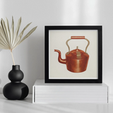 Tea Kettle - Edward L. Loper 1930s Kitchen Art Print, Framed Artwork Copper Tea Kettle Curved Handle