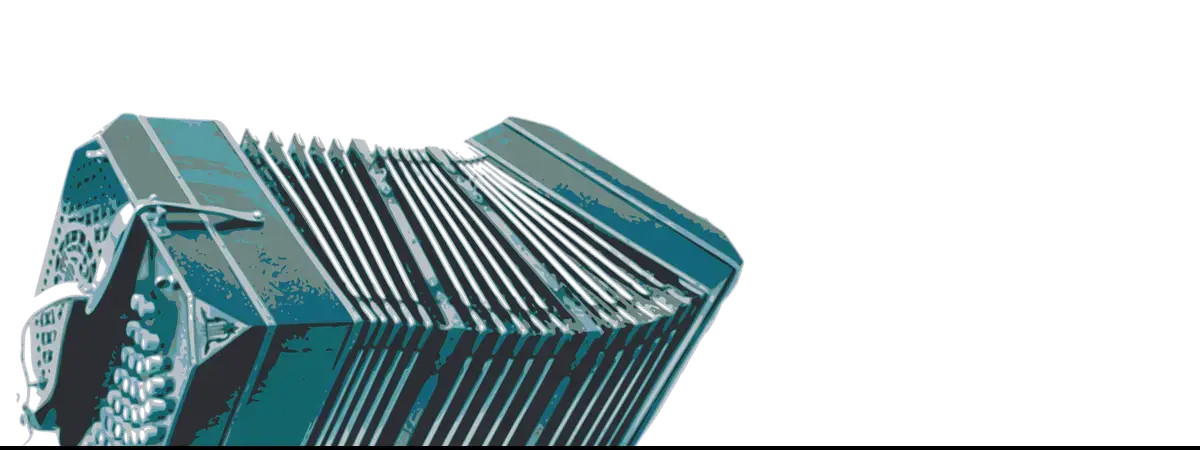 Teal bandoneon instrument in artwork inspired by William Etty and John Singer Sargent male nudes