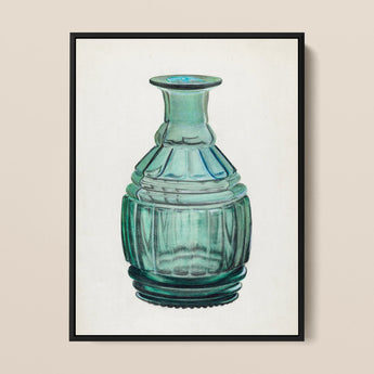Teal Carafe - Van Silvay 1930s Glassware Art Print / Canvas, 12x16’’ / 31x41cm / Black Frame, Posters Prints & Visual Artwork, Toby Leon