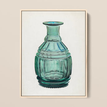 Teal Carafe - Van Silvay 1930s Glassware Art Print / Canvas, 12x16’’ / 31x41cm / Natural Frame, Posters Prints & Visual Artwork, Toby Leon