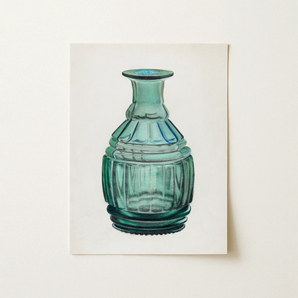 Teal Carafe - Van Silvay 1930s Glassware Art Print / Canvas, 12x16’’ / 31x41cm / Unframed / no Border, Posters Prints & Visual Artwork,