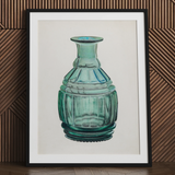 Teal Carafe - Van Silvay 1930s Glassware Art Print / Canvas, 24x32’’ / 61x81cm / Black Frame / Matboard, Posters Prints & Visual Artwork,