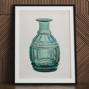 Teal Carafe - Van Silvay 1930s Glassware Art Print / Canvas, 24x32’’ / 61x81cm / Black Frame / Matboard, Posters Prints & Visual Artwork,