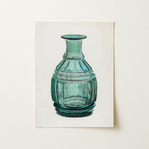 Teal Carafe - Van Silvay 1930s Glassware Art Print / Canvas, Teal Glass Carafe, Van Silvay Decorative, 1930s Glassware Art