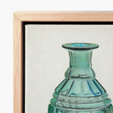 Teal Carafe - Van Silvay 1930s Glassware Art Print / Canvas Glass Bottle Fluted Base Decorative Ridges Depicted, Prints