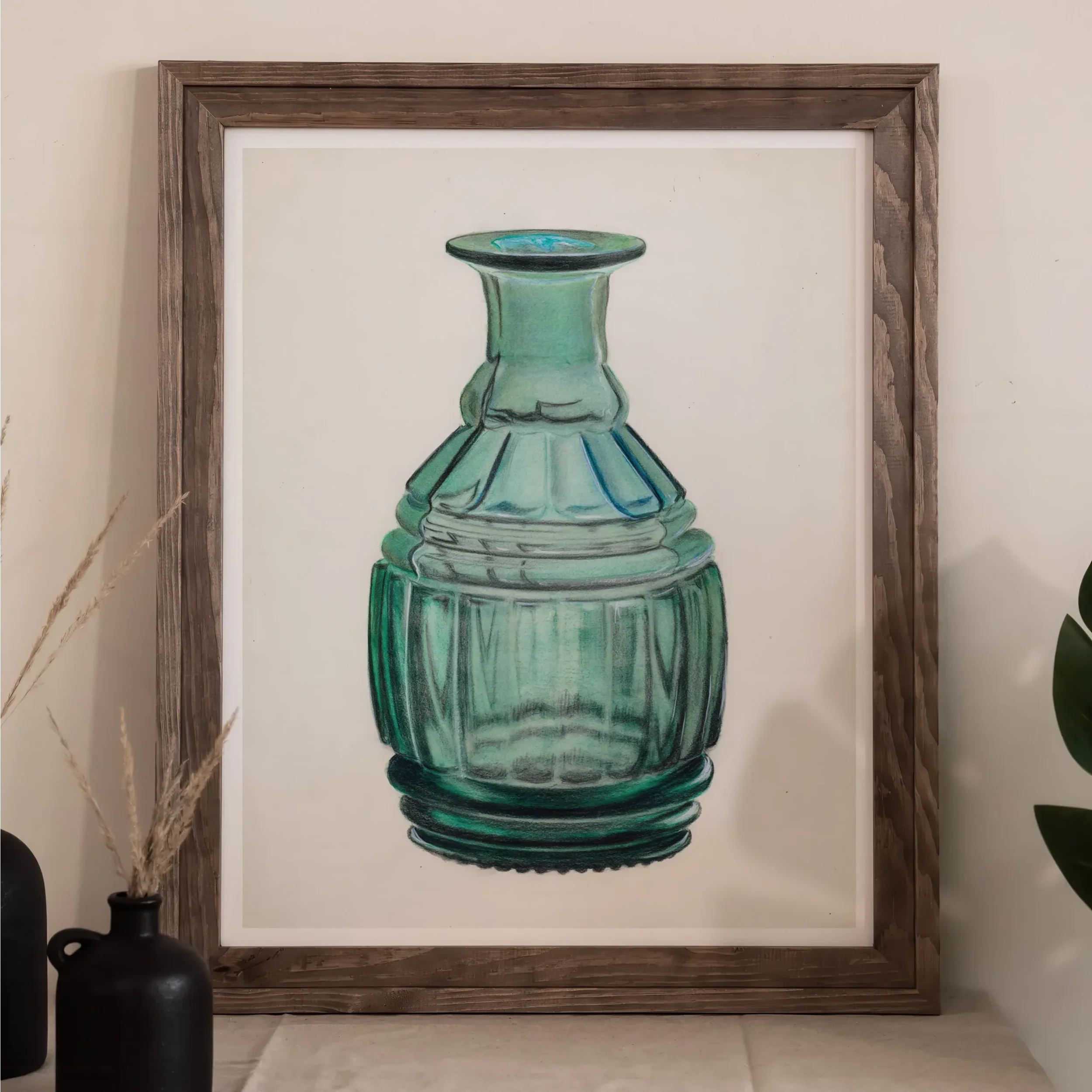 Teal Carafe - Van Silvay 1930s Glassware Art Print Posters Prints & Visual Artwork