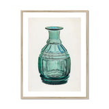 Teal Carafe - Van Silvay 1930s Glassware Art Print, Framed Teal Glass Bottle Illustration