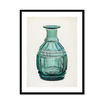 Teal Carafe - Van Silvay 1930s Glassware Art Print, Framed Turquoise Glass Bottle
