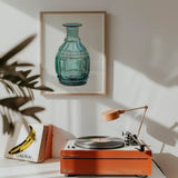 Teal Carafe - Van Silvay 1930s Glassware Art Print, Orange Turntable Silver Platter Tonearm