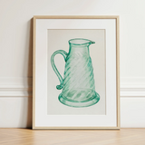 Teal Molasses Jug - Giacinto Capelli 1930s Kitchen Art Print / Canvas, 12x16’’ / 31x41cm / Natural Frame / Matboard, Posters Prints &