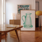 Teal Molasses Jug - Giacinto Capelli 1930s Kitchen Art Print / Canvas Framed Artwork Green Glass Pitcher, Prints