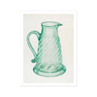 Teal Molasses Jug Giacinto Capelli 1930s Kitchen Art Print, Mint Green Glass Pitcher Spiral Pattern Curved Handle