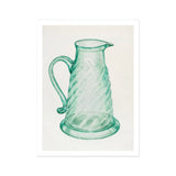 Teal Molasses Jug - Giacinto Capelli 1930s Kitchen Art Print, Mint Green Glass Pitcher Spiral Pattern Curved Handle