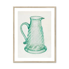 Teal Molasses Jug Giacinto Capelli 1930s Kitchen Art Print, Mint Green Glass Pitcher Spiral Pattern Curved Handle