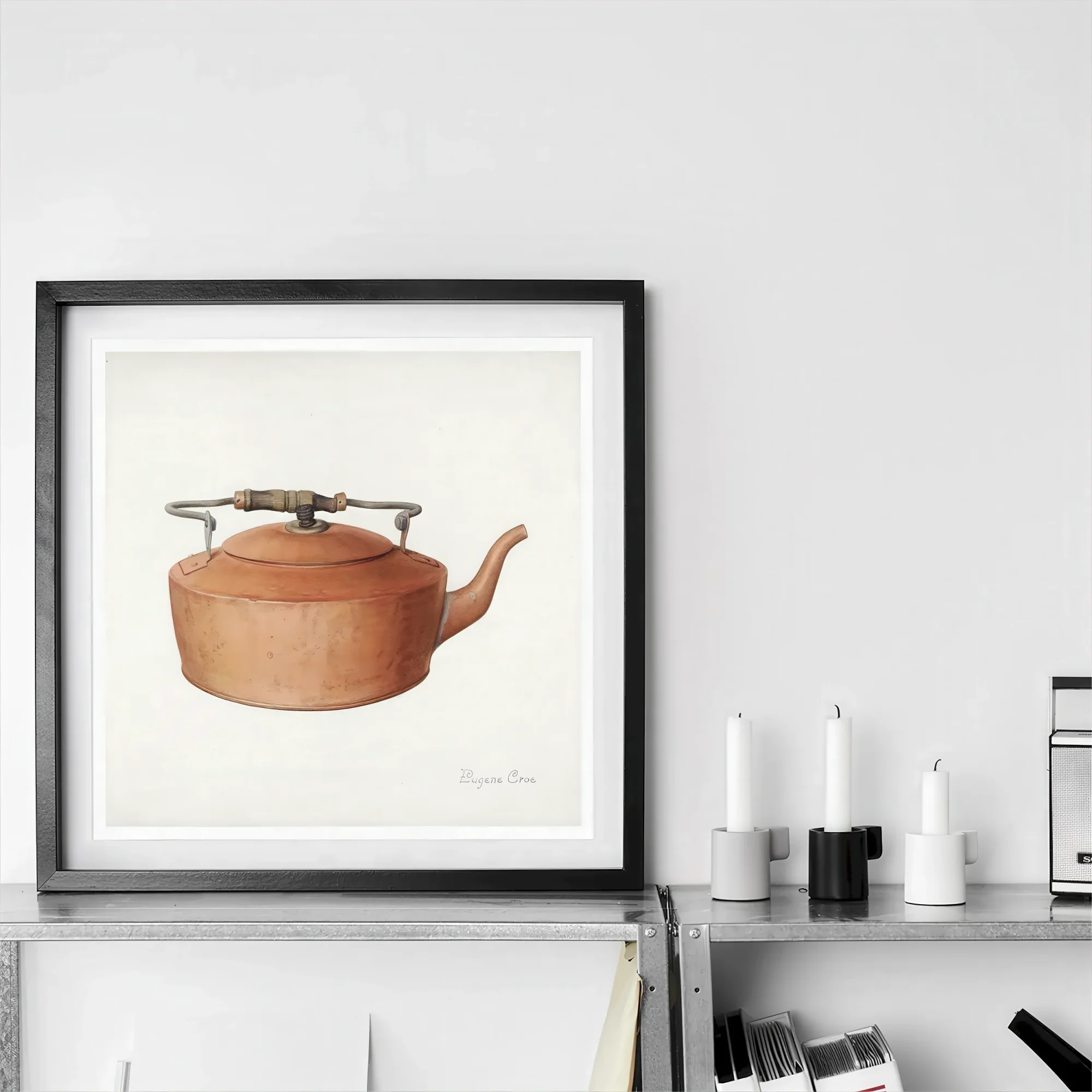 Copper Tea Kettle - Eugene Croe 1930s Kitchen Art Print Posters Prints & Visual Artwork