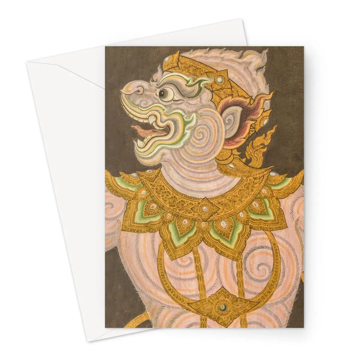 Thai Monkey do too - Golden Lai Regalia Art Greeting Card - A5 Portrait / 1 - & Note Cards - Aesthetic Art